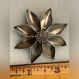 Vintage Sterling Silver Stamped Flower Brooch